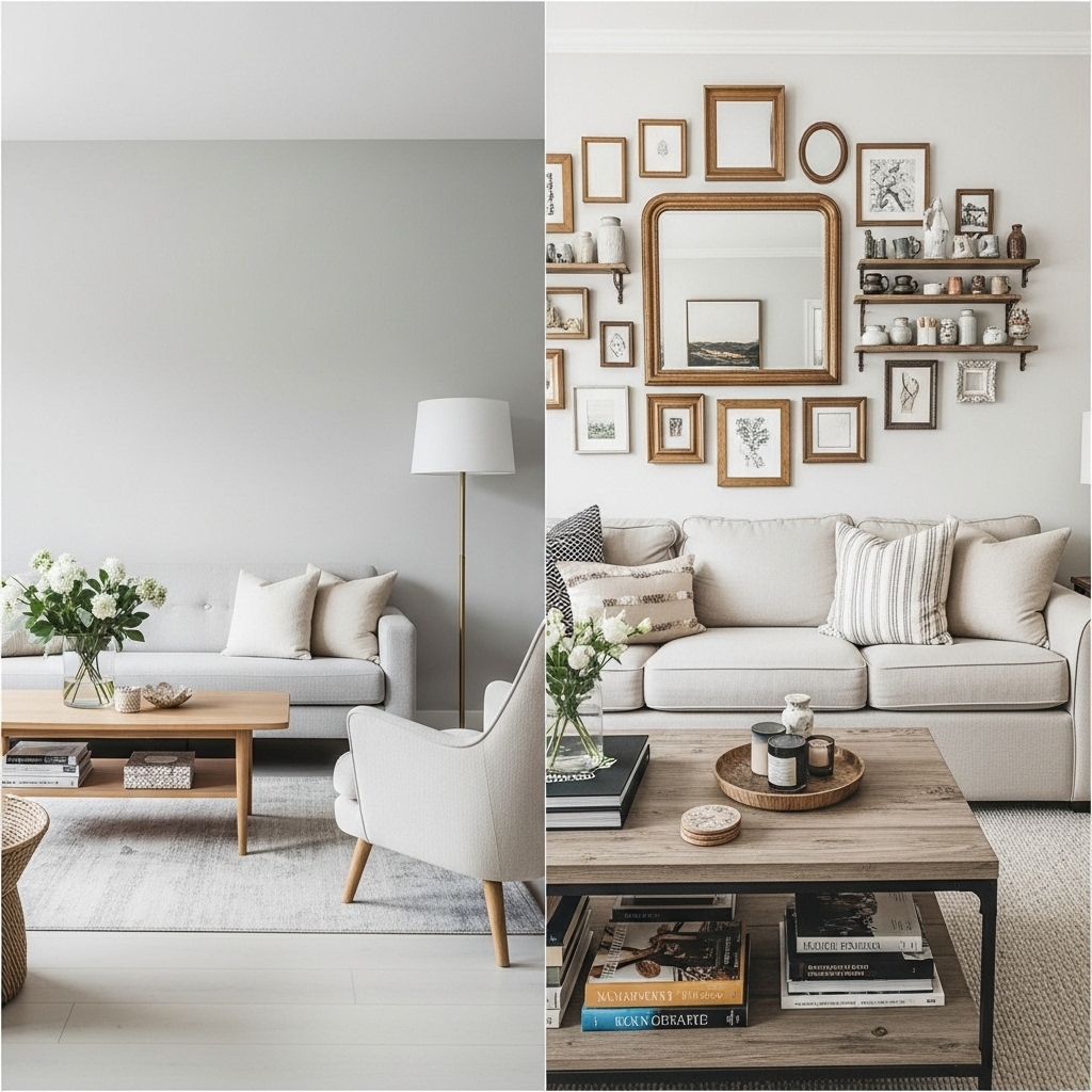 Negative space in interior design minimalist living room