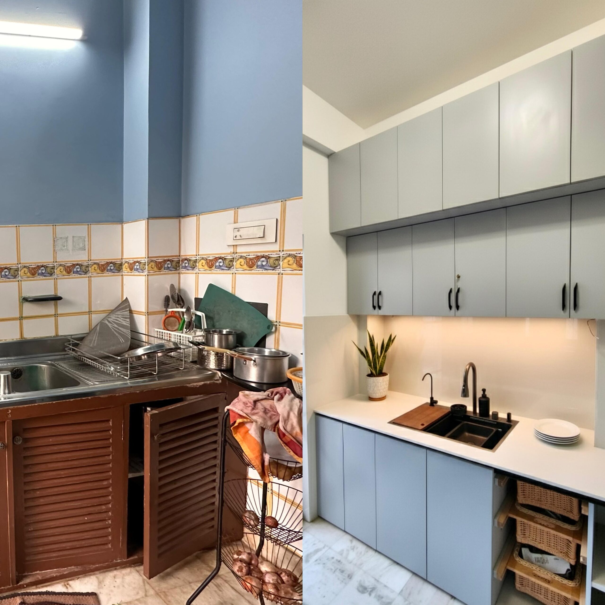 Before and After Renovation of kitchen